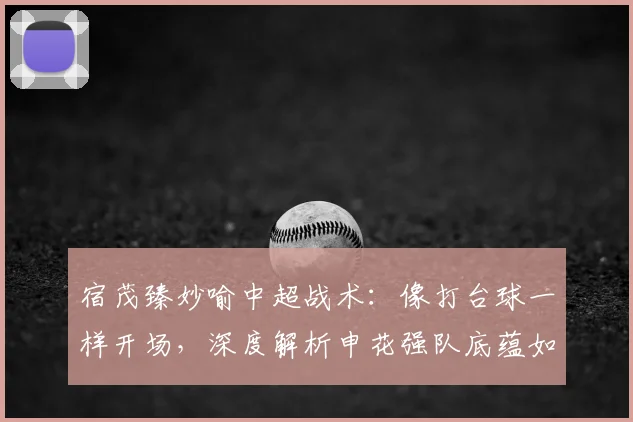 宿茂臻妙喻中超战术：像打台球一样开场，深度解析申花强队底蕴如何养成